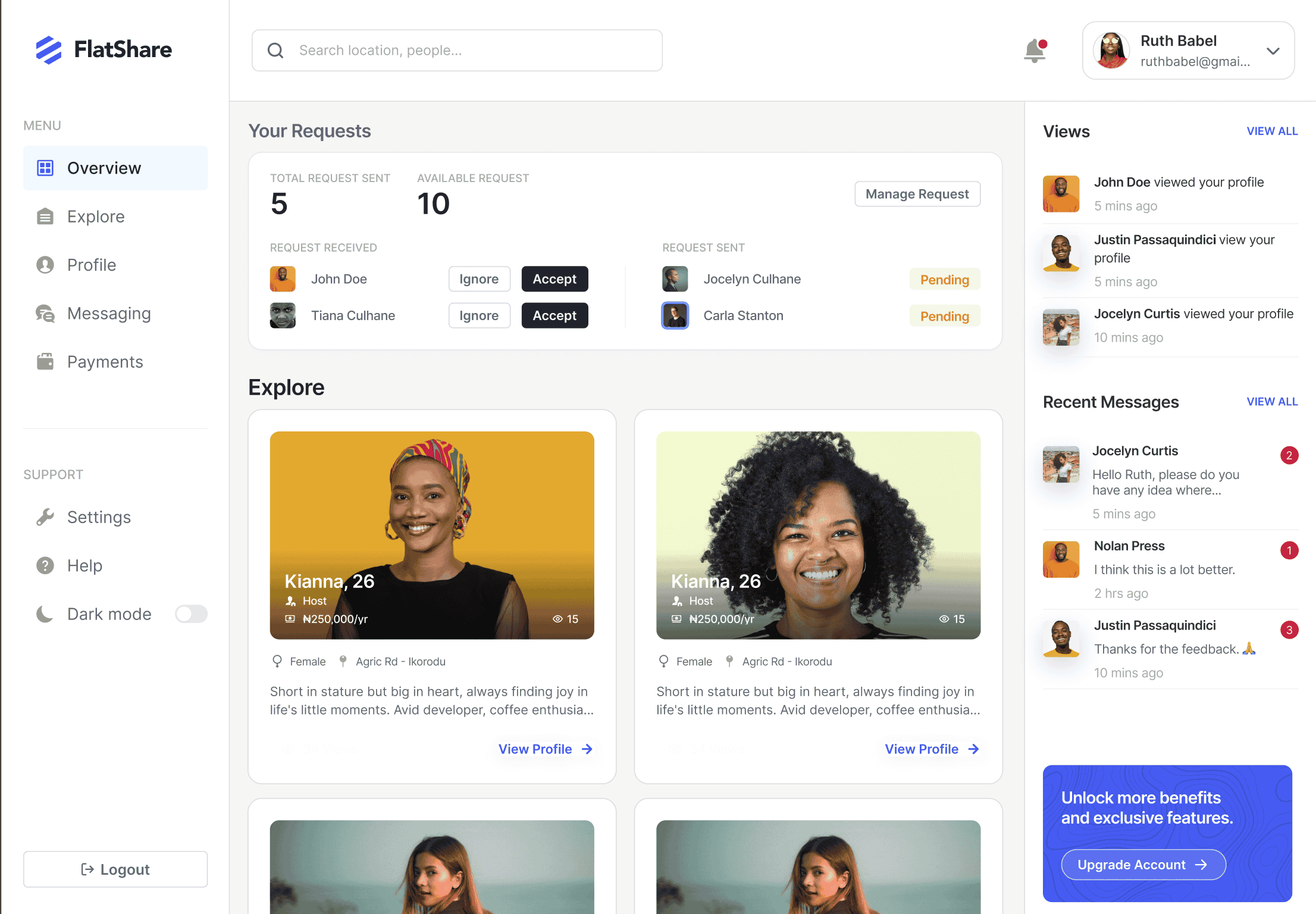 Flatshare dashboard