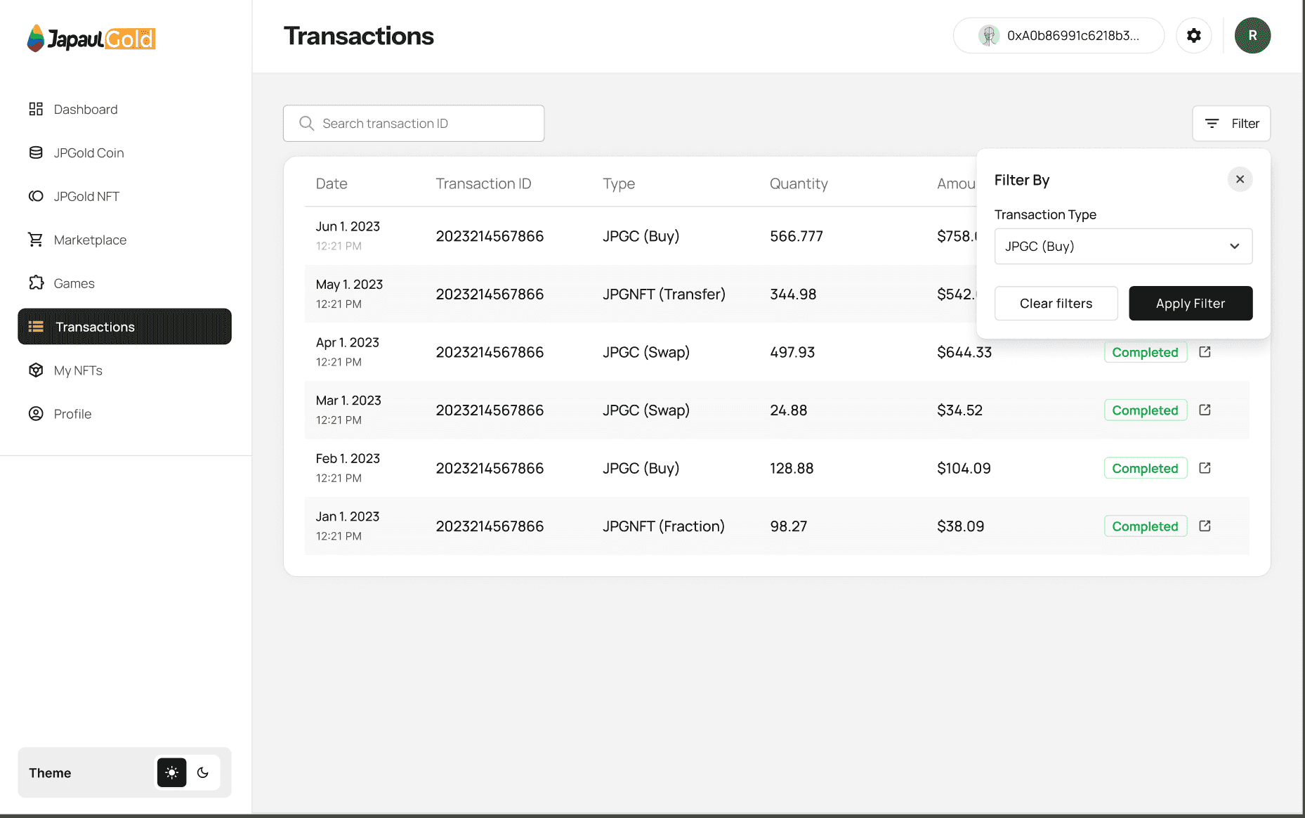 Transaction History